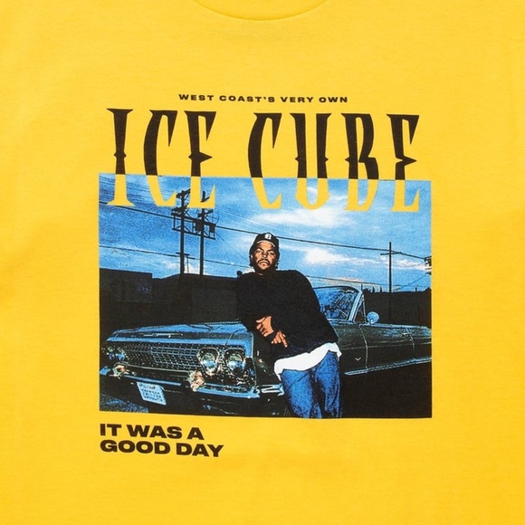Ice Cube T-shirt youth medium med M yellow it was a Good Day graphic tee kids - Picture 4 of 5